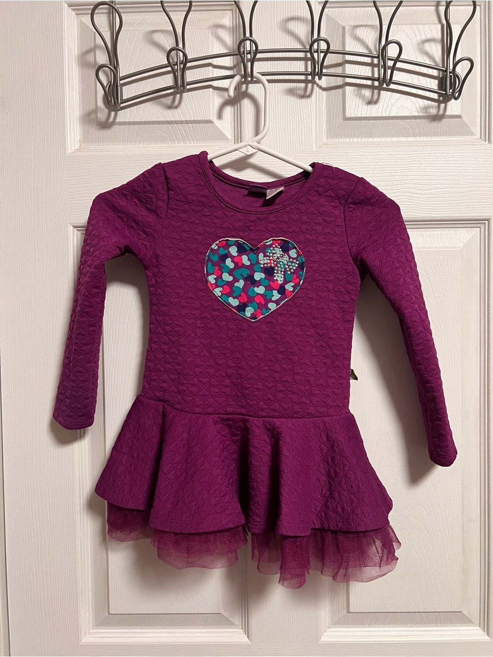 Dollie & Me Purple Quilted Heart Dress with Embellished Heart🩷